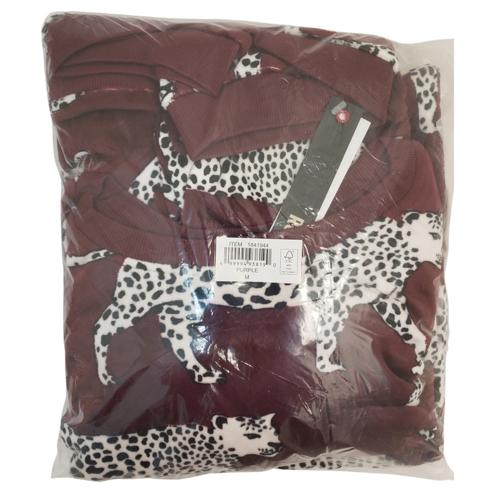 ROOM SERVICE Women's 2-piece Jogger Set Cheetah Purple NWT